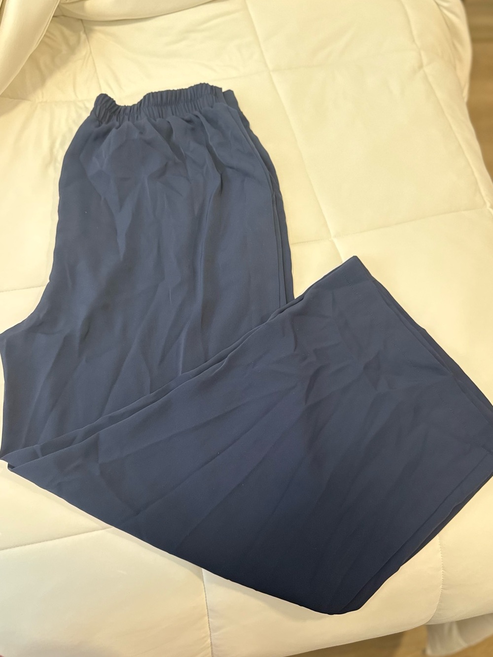 MELLODAY Women's Navy Elastic-Waist Wide Leg Trousers
